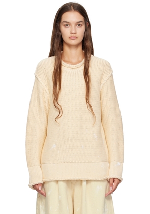 R13 Off-White Rolled Edge Sweater