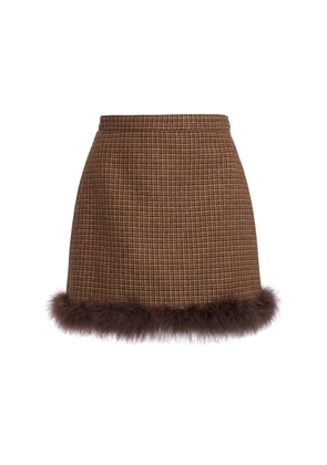 Valentino Garavani Feather-Trimmed Virgin Wool Mini Skirt - Moda Operandi