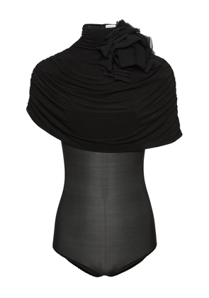 Magda Butrym Floral Applique Ruched Bodysuit - Moda Operandi