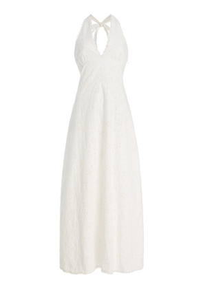 Posse Salma Eyelet Cotton Maxi Halter Dress - Moda Operandi