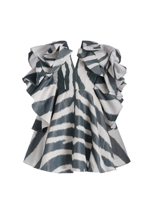Carolina Herrera Printed Ruffle Detail Mini Dress - Moda Operandi