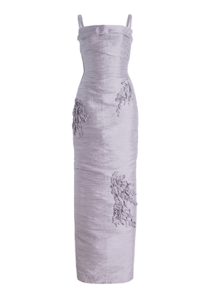 Marmar Halim Marisol Embroidered Pleated Taffeta Gown - Moda Operandi