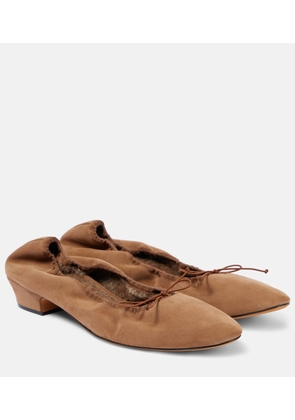 The Row Awar shearling-lined suede ballet flats