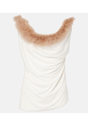 Coperni Boa feather-trimmed jersey top