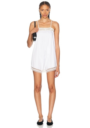 BODE Tennis Lace Teddy Romper in Cream - White. Size L (also in ).