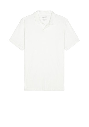 Club Monaco Loop Terry Johnny Collar Polo in White - White. Size S (also in ).
