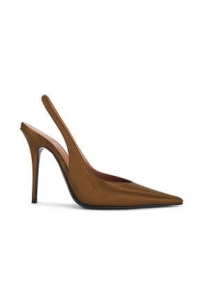 AMINA MUADDI Anok 105 Satin Sling Pump in Mocha - Brown. Size 38.5 (also in ).