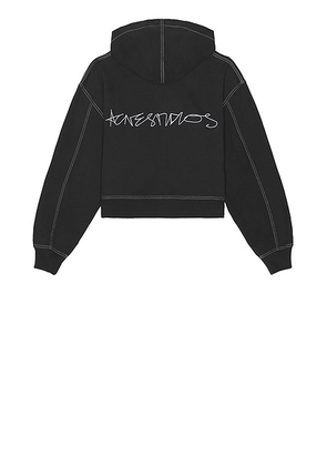 Acne Studios Foscar Zip Autograph Logo Hoodie in Faded Black - Black. Size L (also in ).