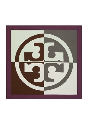 Tory Burch Colorblock Logo Print Scarf