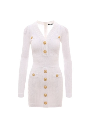 Balmain V Neck Knitted Dress, Brand Size 38 (US Size 6)