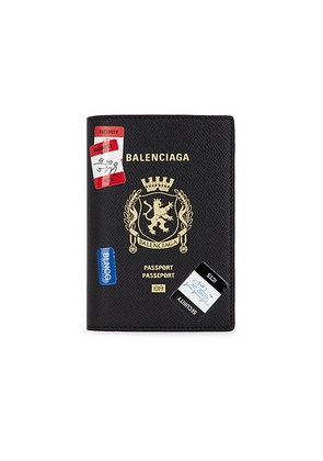 Balenciaga Passport Holder in Black & Multicolor - Black. Size all.