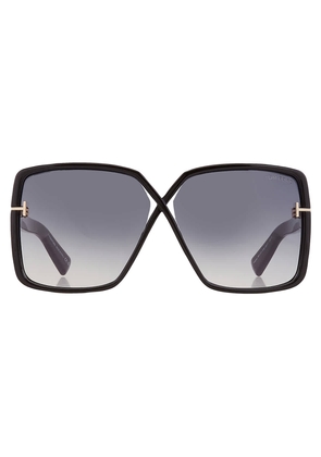 Tom Ford Yvonne Smoke Gradient Butterfly Ladies Sunglasses FT1117 01B 63