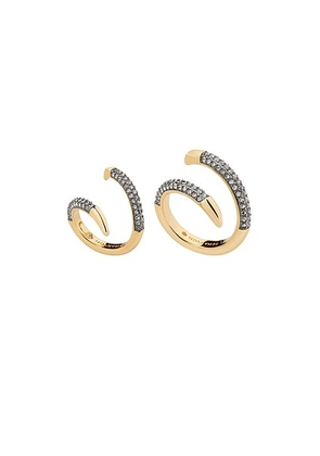 Demarson Vesey Duo Ring in Gold & Pave - Metallic Gold. Size 7 (also in ).
