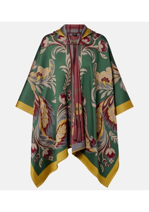 Etro Printed wool-blend poncho