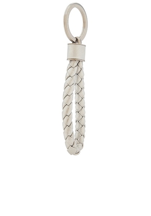 Bottega Veneta Intrecciato Keyring in Silver - Metallic Silver. Size all.