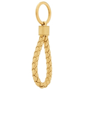 Bottega Veneta Intrecciato Keyring in Gold - Metallic Gold. Size all.