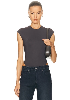 AGOLDE Agata Bodysuit in Carob - Dark Grey. Size XS (also in S, M, L, XL).