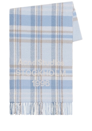 Acne Studios Check Jacquard Scarf in Aqua Blue & Beige - Baby Blue. Size all.