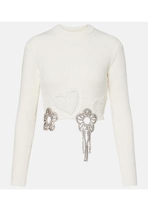 Area Embellished cotton-blend sweater