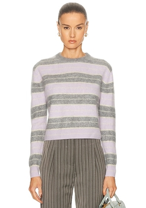 Guest In Residence Grizzly Stripe Crewneck Sweater in Dusk Combo - Lavender,Light Grey. Size S (also in L, XS).