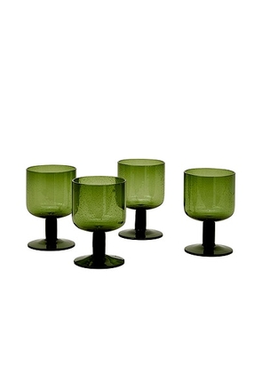 HAWKINS NEW YORK Stemmed Simple Seeded Glassware Set Of 4 in Olive - Olive. Size all.