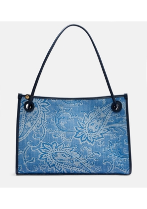 Etro Eyes Medium denim jacquard tote bag