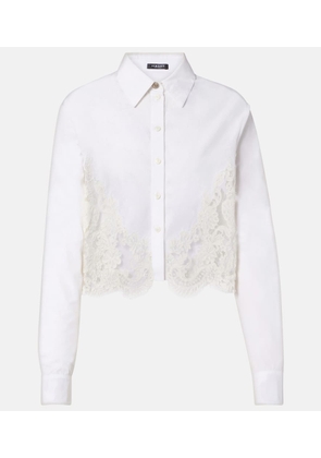 Versace Lace-trimmed cotton poplin shirt