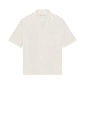 Our Legacy Heusen Short Sleeve Shirt in White Flower Embroidery - White. Size 48 (also in ).