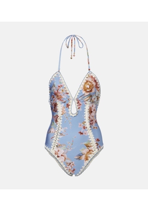 Zimmermann Awaken floral crochet-trimmed swimsuit