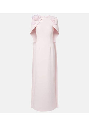 Safiyaa Lennox floral-applique caped crepe gown