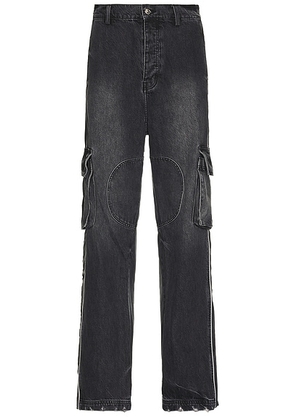 Nahmias Denim Track Logo Cargo Jeans in Dark Wash - Blue. Size 36 (also in ).