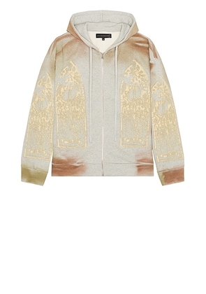 Who Decides War by Ev Bravado Signature Mechanic Zip Up Hoodie in Vintage Grey - Grey. Size L (also in ).