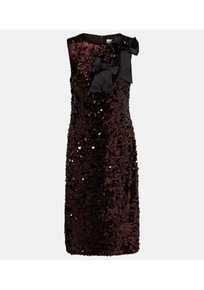 Ganni Bow-detail sequined midi dress