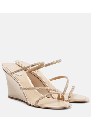 Rene Caovilla Crystal-embellished satin wedges