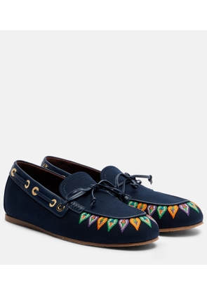 Etro Embroidered canvas boat shoes