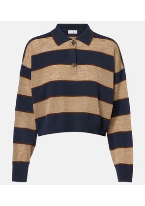 Brunello Cucinelli Wool, cashmere, and silk polo sweater