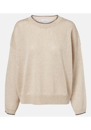 Brunello Cucinelli Sequined linen-blend sweater