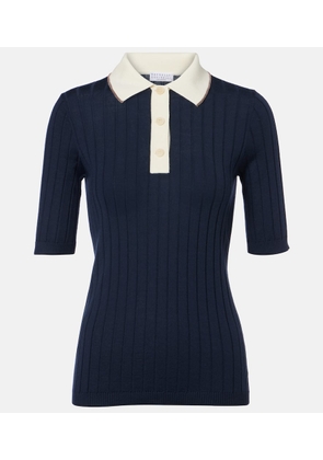 Brunello Cucinelli Embellished wool and cashmere polo sweater