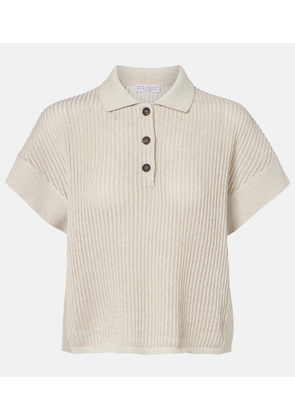 Brunello Cucinelli Cotton-blend lame polo shirt