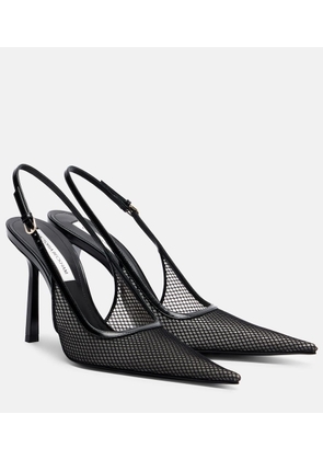 Victoria Beckham Leather-trimmed mesh slingback pumps