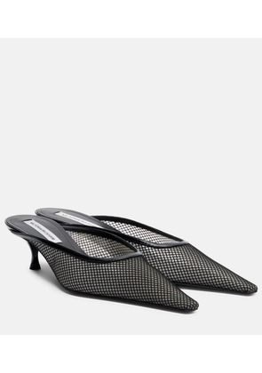 Victoria Beckham Leather-trimmed mesh mules