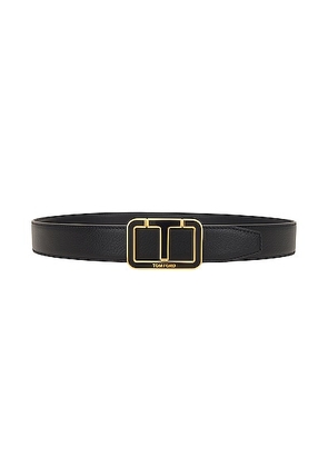 TOM FORD Shiny Grain Goat Enamel Scored T Belt in Black - Black. Size 85 (also in ).