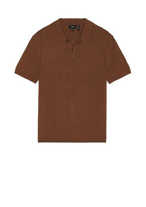 Theory Ribbed Polo in Deep Tobacco - Brown. Size S (also in ).