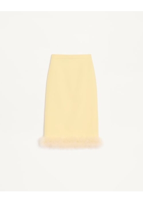 Valentino Crepe Couture Skirt with Feathers Woman YELLOW 36