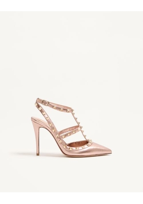 Valentino Garavani Rockstud Pump In Laminated Nappa Leather 100MM Woman ROSE CANNELLE 35