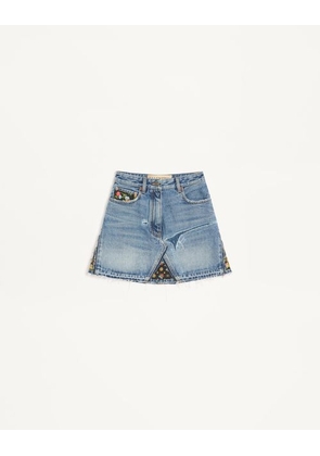 Valentino Short Denim Skirt Woman BLUE 36