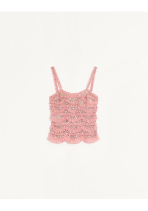 Valentino Tulle Illusione Embroidered Top Woman PINK 36