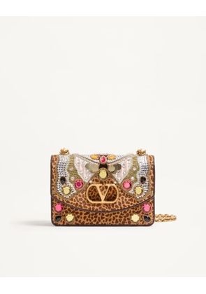 Valentino Garavani Valentino Garavani Vain embroidered shoulder bag in pony-effect calfskin. Woman MULTICOLOUR UNI