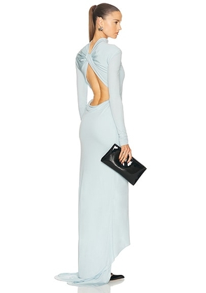 TOM FORD Long Sleeve Open Back Dress in Frost - Baby Blue. Size 40 (also in 42).