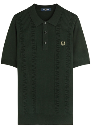 Fred Perry Logo-embroidered Zigzag Cotton-knit Polo Shirt - Dark Green - M